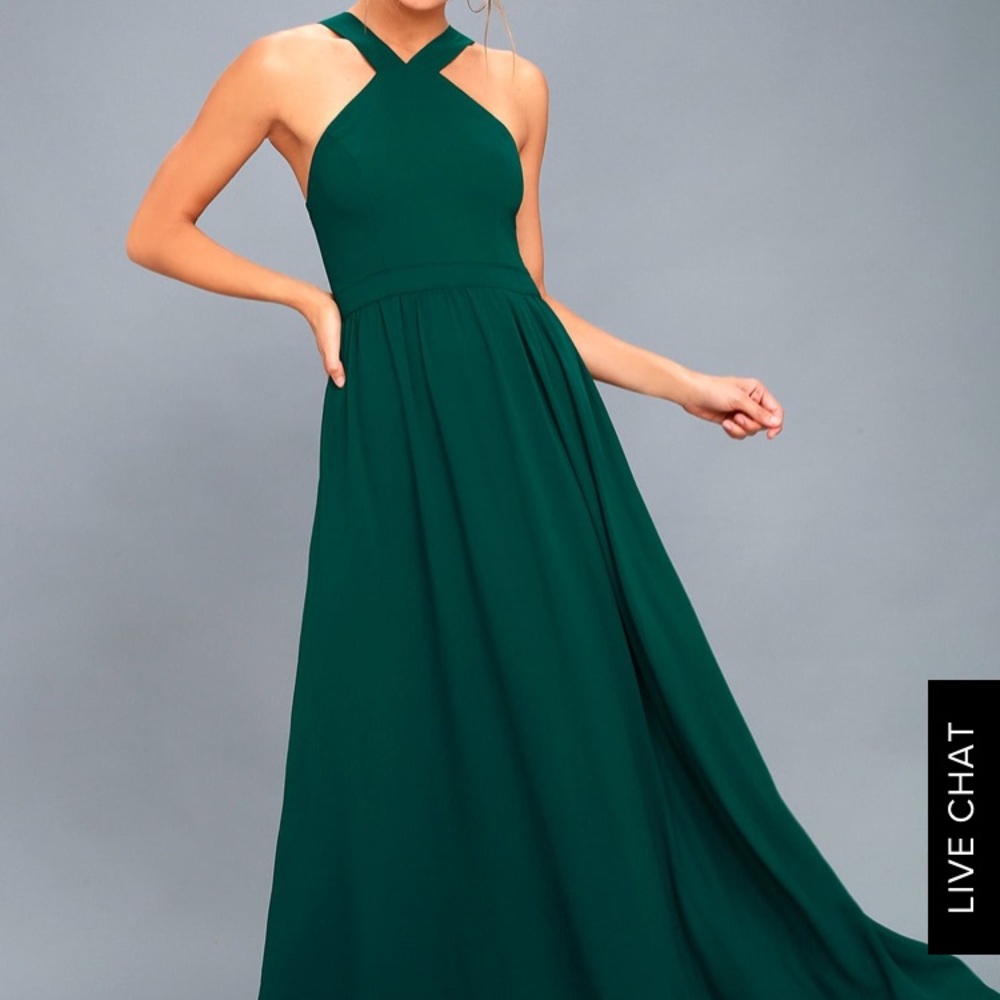 Lulu’s Air of Romance Forest Green Maxi Dress